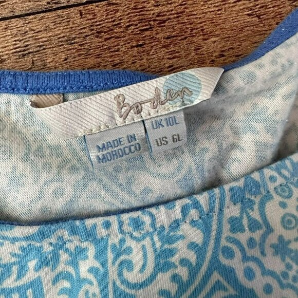 Boden blue and white paisley floral print long sleave midi dress 6 - Picture 2 of 6